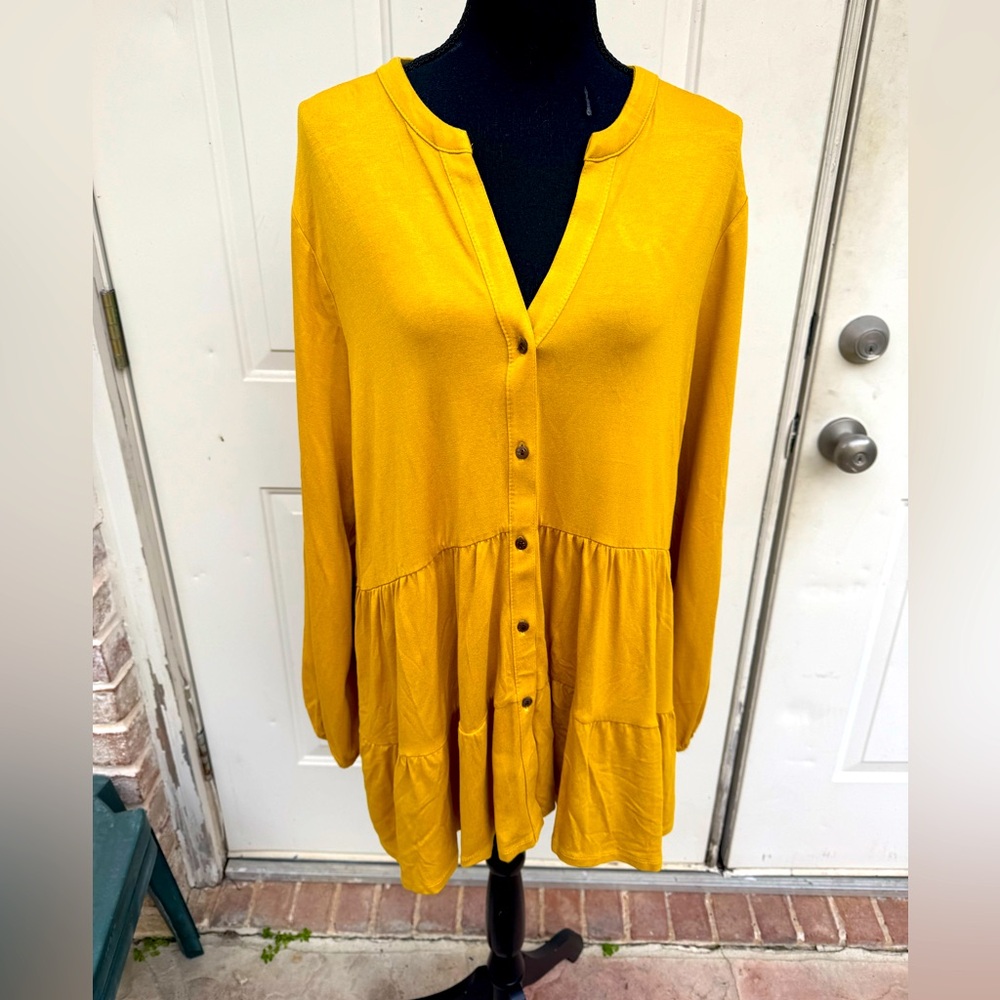 Wonderly, Long Sleeve, V-neck, Tunic, Size 1X